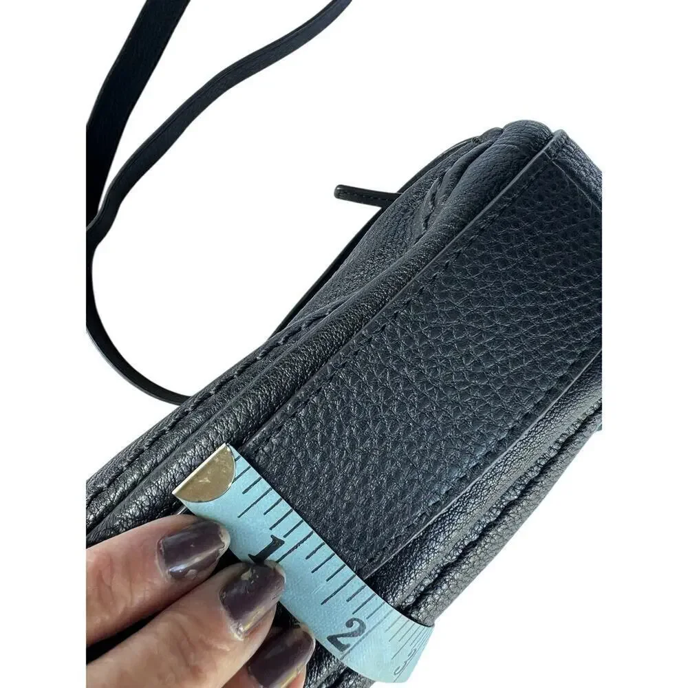 Fossil Black Small Crossbody Shoulder Bag with Double Zipper Compartments